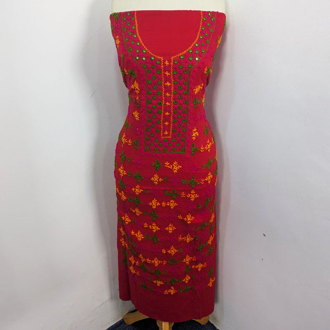 Lawn with Balochi Tanka Mirror Work + Tie & Dye Chiffon Dupatta 3Pc Unstitched