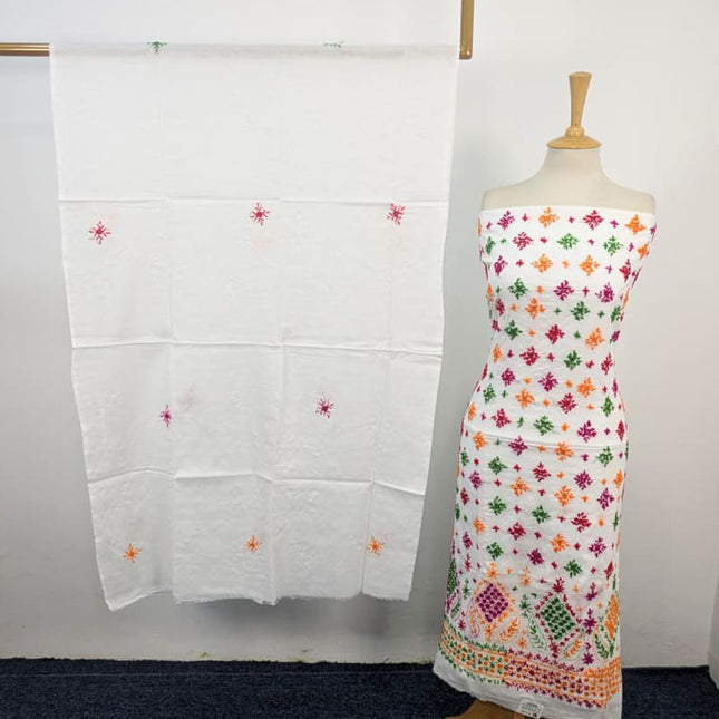 Fancy Lawn with Multicolor Balochi Tanka Work & Chiffon Dupatta 3Pc Unstitched
