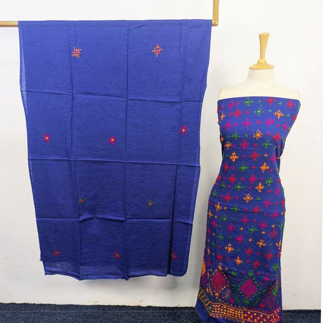 Fancy Lawn with Multicolor Balochi Tanka Work & Chiffon Dupatta 3Pc Unstitched