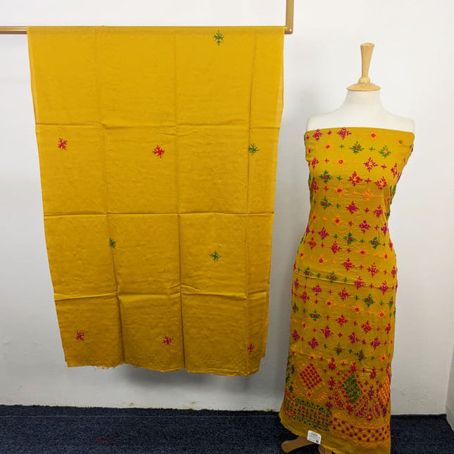Fancy Lawn with Multicolor Balochi Tanka Work & Chiffon Dupatta 3Pc Unstitched