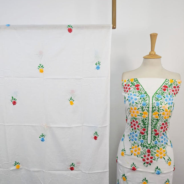 Lawn with Handmade Multicolor Ribbon Work Shirt Dupatta 3Pc Unstitched