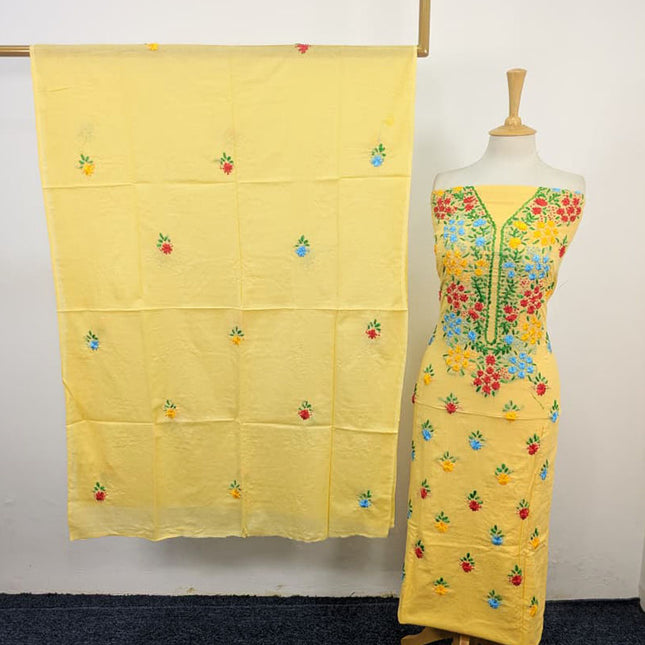 Handmade Multicolor Ribbon Work Lawn with Chiffon Dupatta 3Pc Unstitched