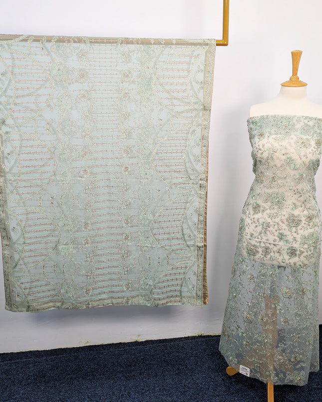 Fancy Organza with Zari + Stone Work shirt & Chiffon Dupatta