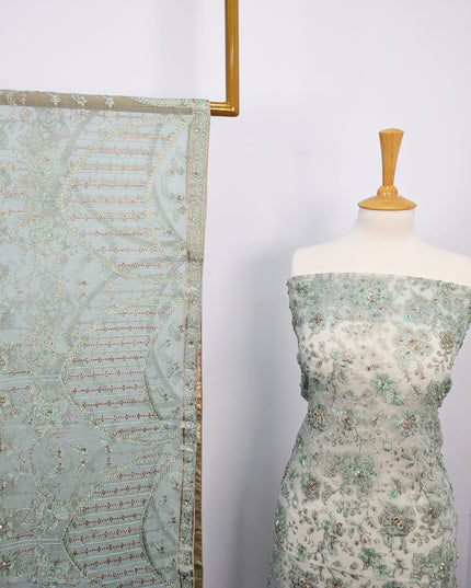 Fancy Organza with Zari + Stone Work shirt & Chiffon Dupatta