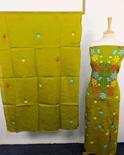 Handmade Multicolor Ribbon Work Lawn with Chiffon Dupatta 3Pc Unstitched