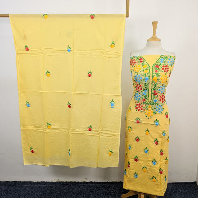 Handmade Multicolor Ribbon Work Lawn with Chiffon Dupatta 3Pc Unstitched