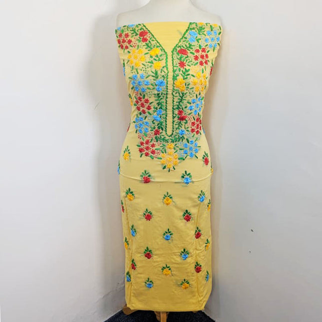 Handmade Multicolor Ribbon Work Lawn with Chiffon Dupatta 3Pc Unstitched