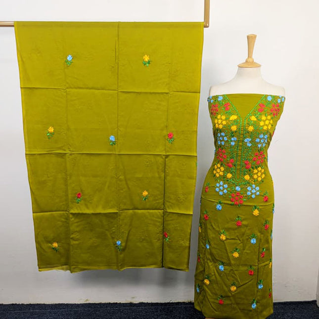 Handmade Multicolor Ribbon Work Lawn with Chiffon Dupatta 3Pc Unstitched
