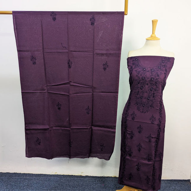 Lawn with Handmade Pakka Tanka + Mirror Work & Chiffon Dupatta 3Pc