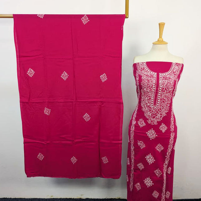 Fancy Lawn with Handmade Pakka Tanka + Mirror Work & Chiffon Dupatta 3Pc