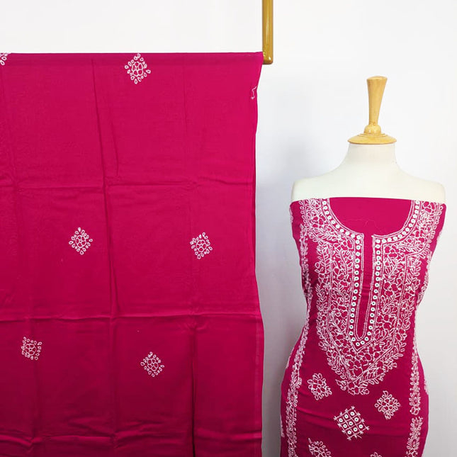 Fancy Lawn with Handmade Pakka Tanka + Mirror Work & Chiffon Dupatta 3Pc
