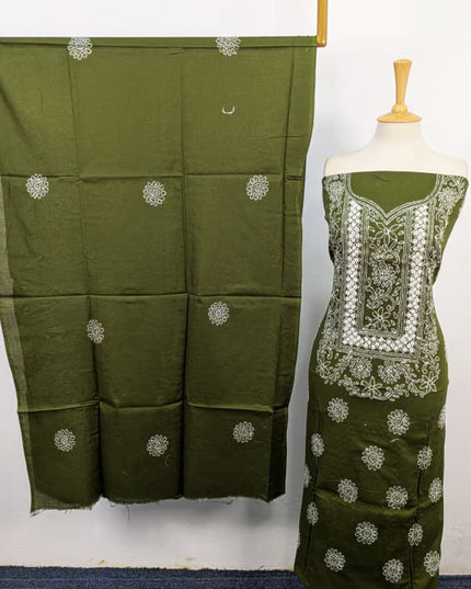 Lawn with Handmade Pakka Tanka + Mirror Work & Chiffon Dupatta 3Pc