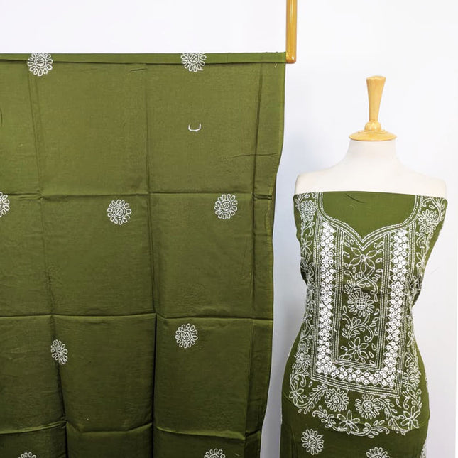 Lawn with Handmade Pakka Tanka + Mirror Work & Chiffon Dupatta 3Pc