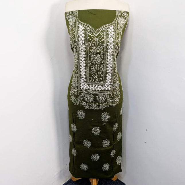 Lawn with Handmade Pakka Tanka + Mirror Work & Chiffon Dupatta 3Pc