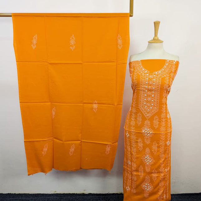 Handmade Pakka Tanka + Mirror Work Lawn Shirt & Chiffon Dupatta 3Pc