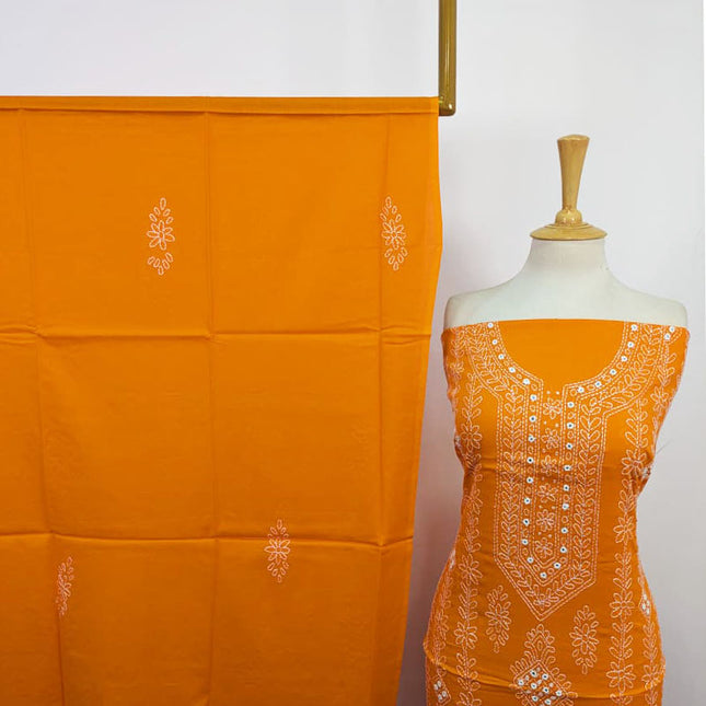 Handmade Pakka Tanka + Mirror Work Lawn Shirt & Chiffon Dupatta 3Pc