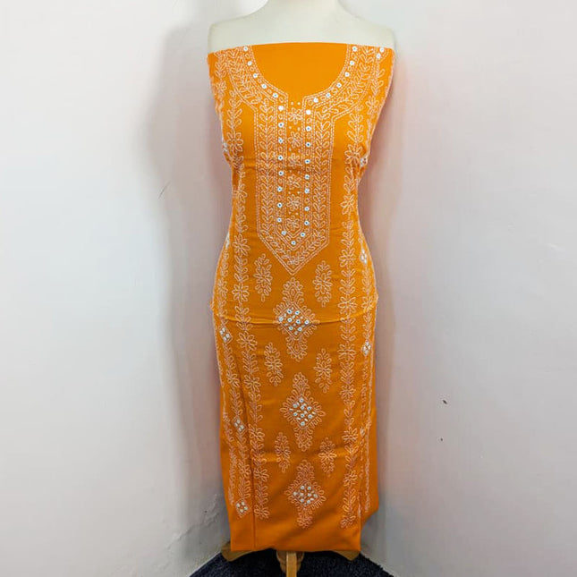 Handmade Pakka Tanka + Mirror Work Lawn Shirt & Chiffon Dupatta 3Pc
