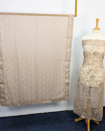 Fancy Organza with Zari + Stone Work shirt & Chiffon Dupatta