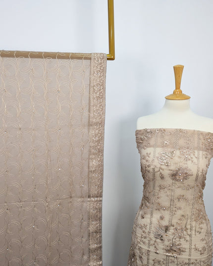 Fancy Organza with Zari + Stone Work shirt & Chiffon Dupatta