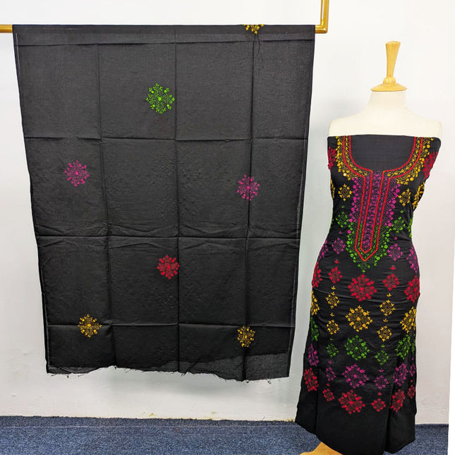 Lawn with Handmade Multicolor Balochi Tanka + Mirror Work 3Pc Unstitched