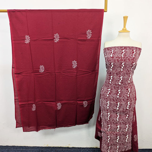Handmade Full Jaal Shadow Work Lawn Shirt & Dupatta 3Pc Unstitched