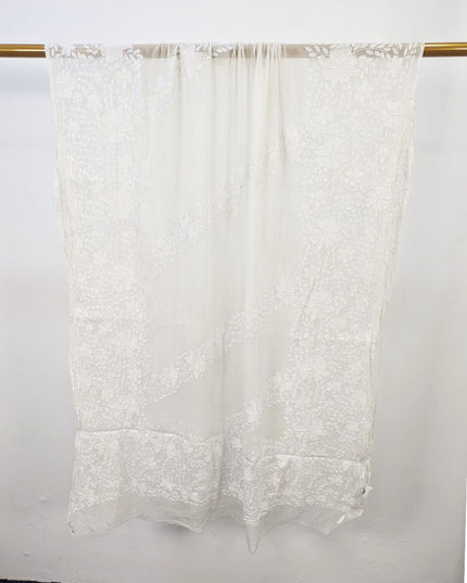 Fancy Pure China Crinkle with Shadow Work Dyeable Dupatta