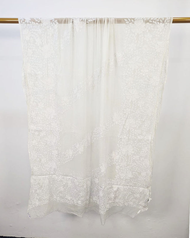 Fancy Pure China Crinkle with Shadow Work Dyeable Dupatta