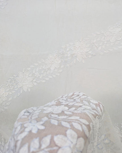 Fancy Pure China Crinkle with Shadow Work Dyeable Dupatta