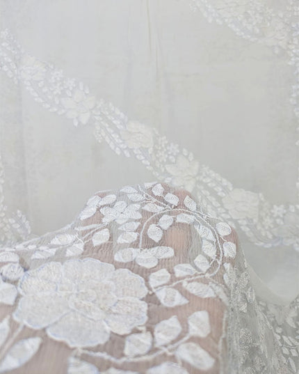 Dyeable Pure China Crinkle with Handmade Shadow Work Dupatta