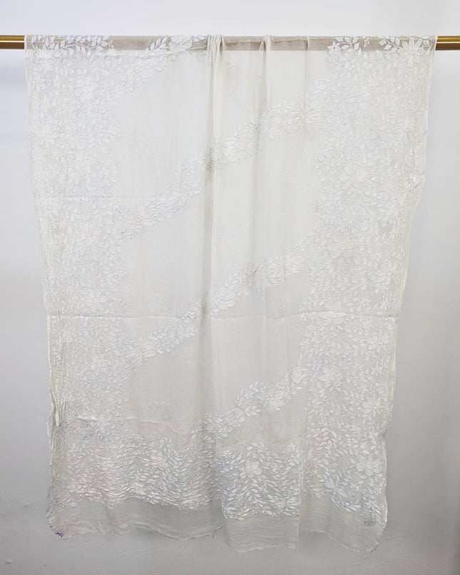 Fancy Pure China Crinkle with Shadow Work Dyeable Dupatta