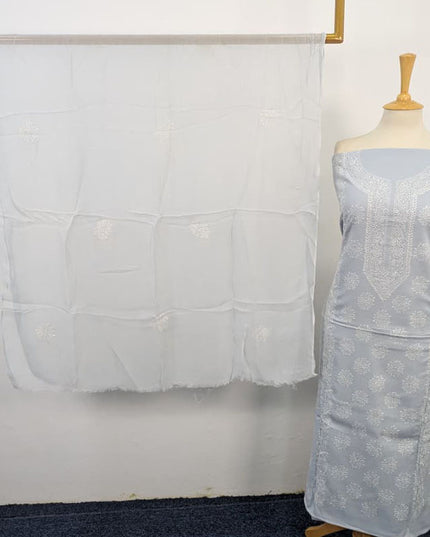 Handmade Pakka Tanka Work Lawn Shirt & Chiffon Dupatta 3Pc Unstitched