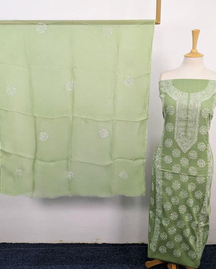 Handmade Pakka Tanka Work Lawn Shirt & Chiffon Dupatta 3Pc Unstitched