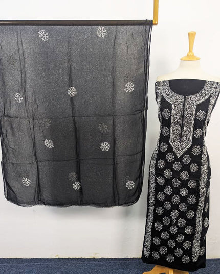 Handmade Pakka Tanka Work Lawn Shirt & Chiffon Dupatta 3Pc Unstitched