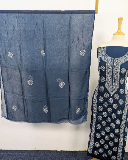 Handmade Pakka Tanka Work Lawn Shirt & Chiffon Dupatta 3Pc Unstitched