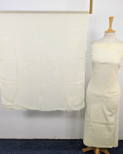 Handmade Pakka Tanka Work Lawn Shirt & Chiffon Dupatta 3Pc Unstitched