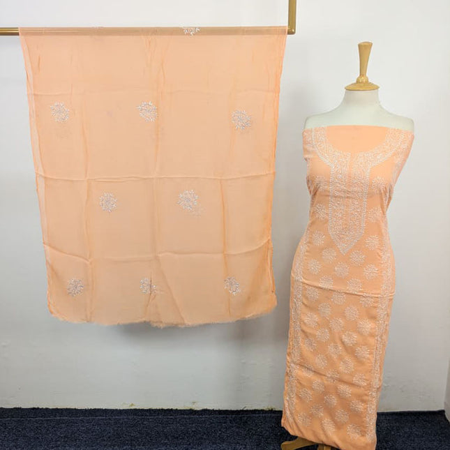 Handmade Pakka Tanka Work Lawn Shirt & Chiffon Dupatta 3Pc Unstitched