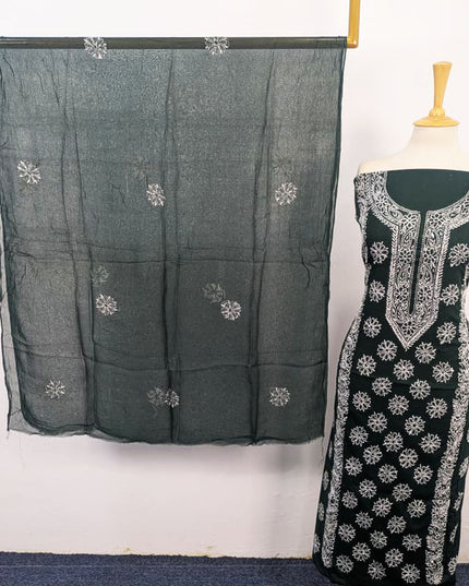 Handmade Pakka Tanka Work Lawn Shirt & Chiffon Dupatta 3Pc Unstitched