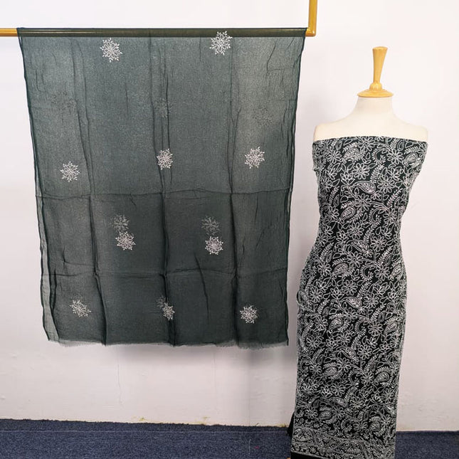 Handmade Full Jaal Shadow Work Lawn with Chiffon Dupatta 3Pc Unstitched