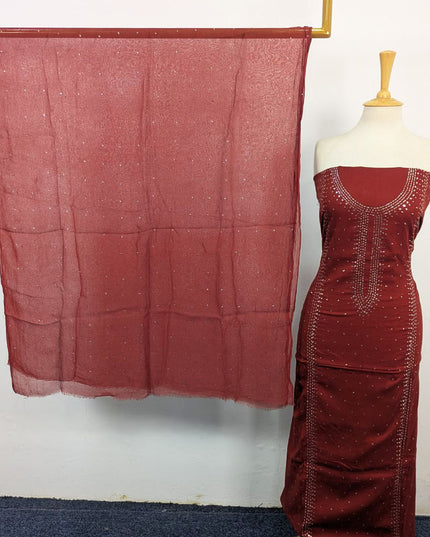 Fancy Lawn with Handmade Mukesh Work Shirt & Chiffon Dupatta 3Pc Unstitched