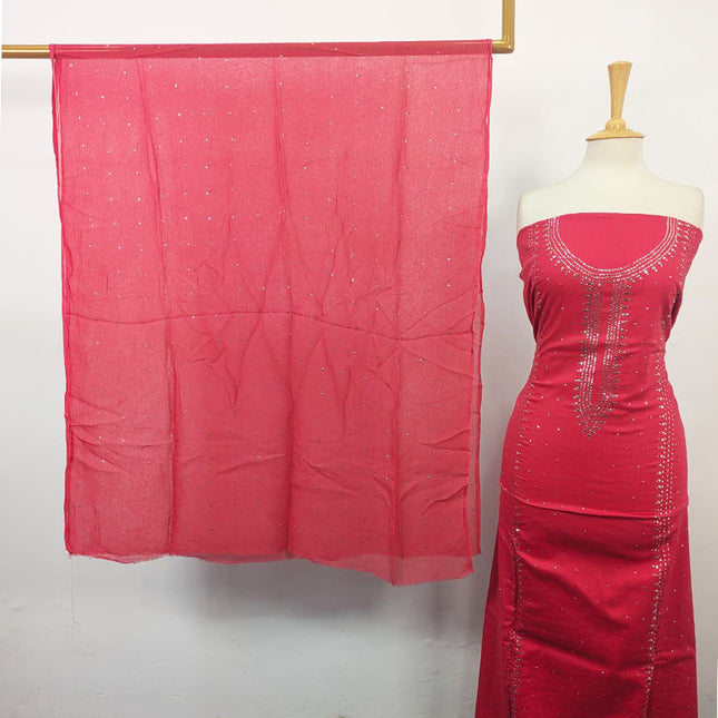 Fancy Lawn with Handmade Mukesh Work Shirt & Chiffon Dupatta 3Pc Unstitched