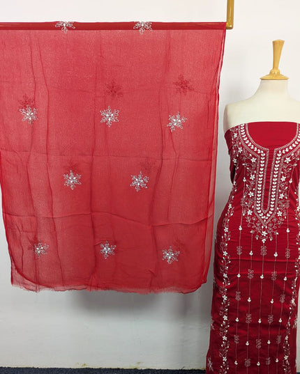 Lawn with Handmade Aplic Work Shirt & Chiffon Dupatta 3Pc Unstitched