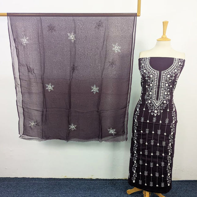 Lawn with Handmade Aplic Work Shirt & Chiffon Dupatta 3Pc Unstitched
