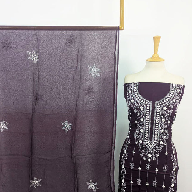 Lawn with Handmade Aplic Work Shirt & Chiffon Dupatta 3Pc Unstitched