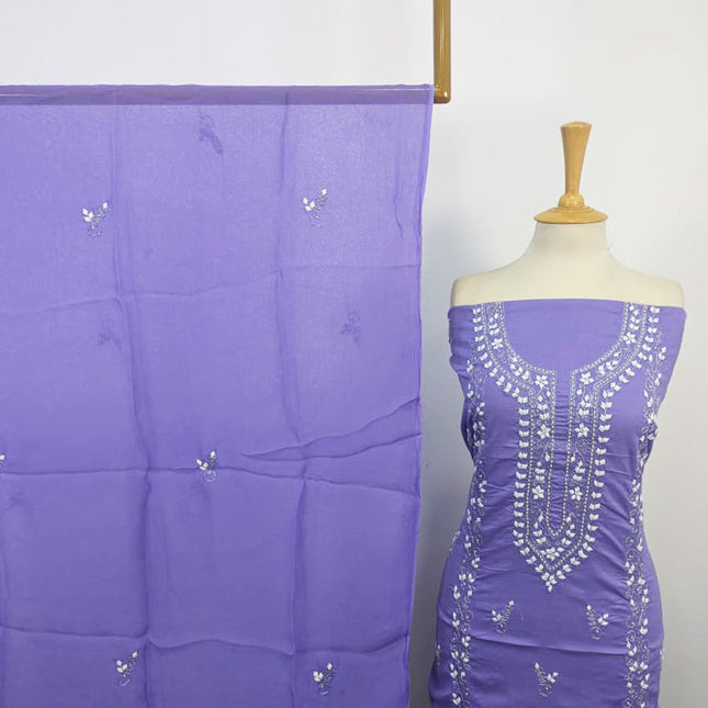 Handmade Aplic Work Lawn Shirt with Chiffon Dupatta 3Pc Unstitched