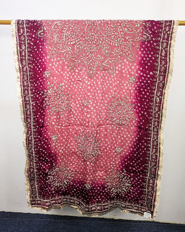 Premium Handmade Chunnri & Gotta Work Silk Dupatta (Ready To Wear)