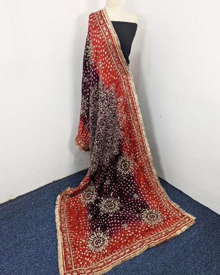 Premium Handmade Chunnri & Gotta Work Silk Dupatta (Ready To Wear)