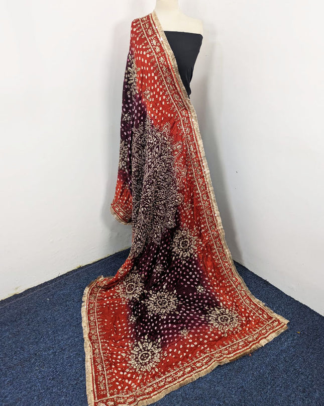 Premium Handmade Chunnri & Gotta Work Silk Dupatta (Ready To Wear)
