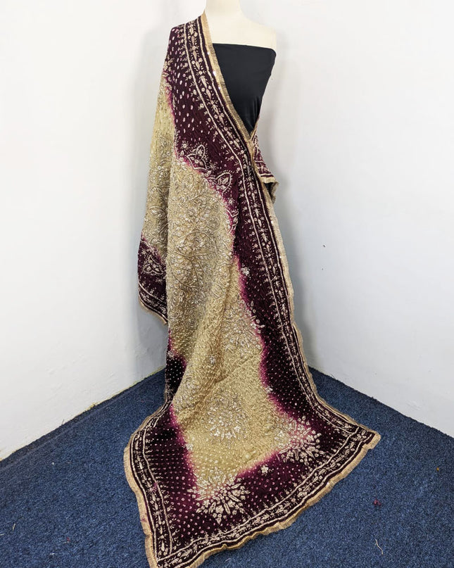 Premium Handmade Chunnri & Gotta Work Silk Dupatta (Ready To Wear)