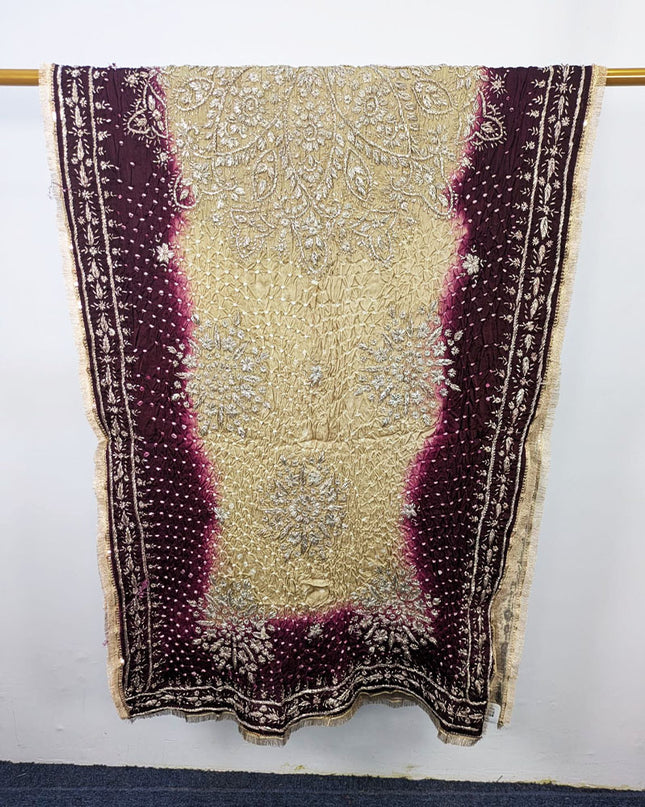 Premium Handmade Chunnri & Gotta Work Silk Dupatta (Ready To Wear)