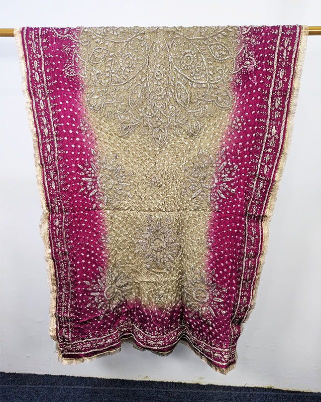 Premium Handmade Chunnri & Gotta Work Silk Dupatta (Ready To Wear)
